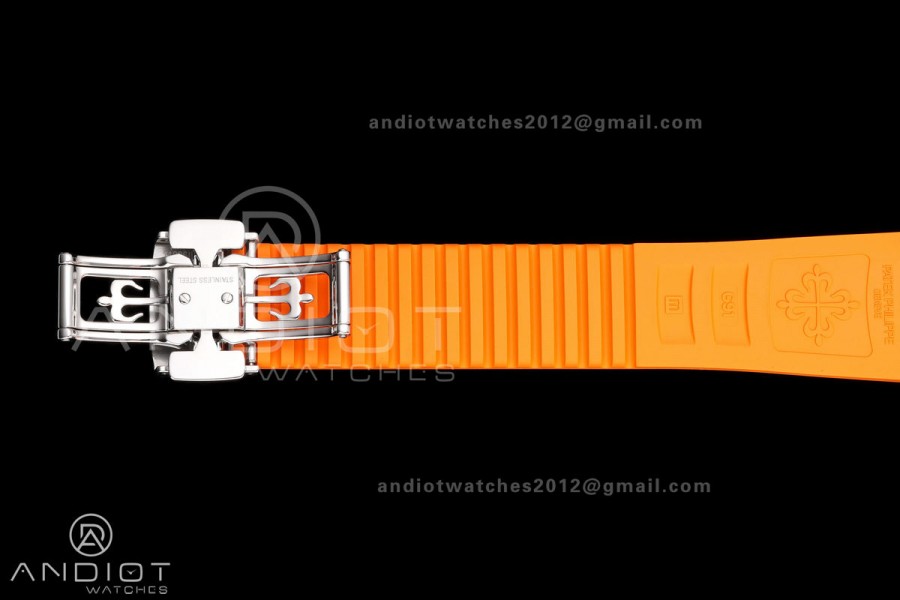 Aquanaut 5968 SS DDF 1:1 Best Edition Gray Dial on Orange Rubber Strap A520