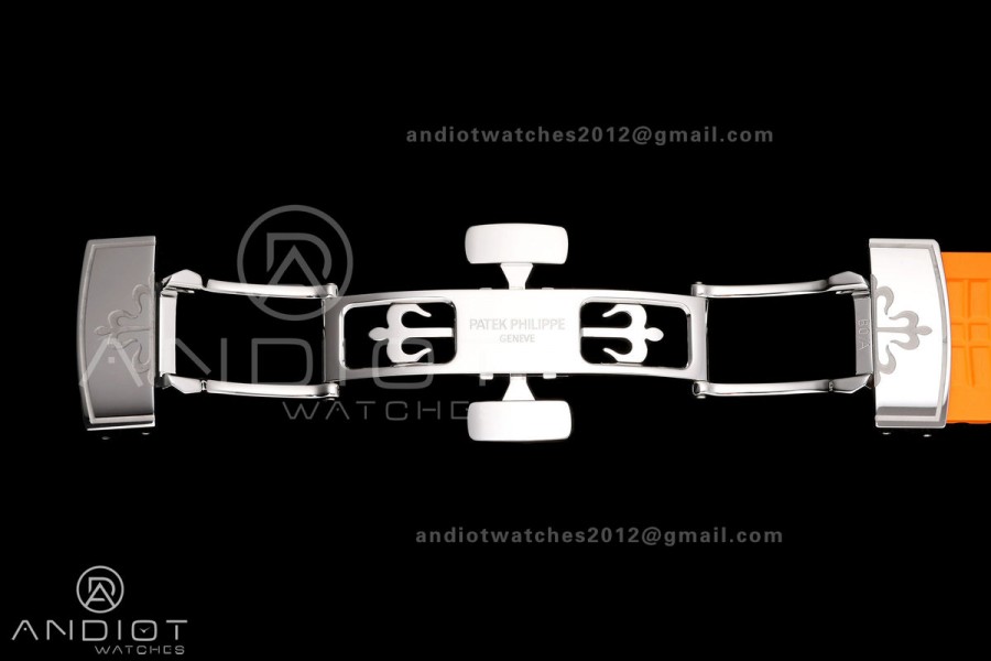 Aquanaut 5968 SS DDF 1:1 Best Edition Gray Dial on Orange Rubber Strap A520