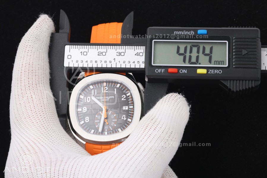 Aquanaut 5968 SS DDF 1:1 Best Edition Gray Dial on Orange Rubber Strap A520