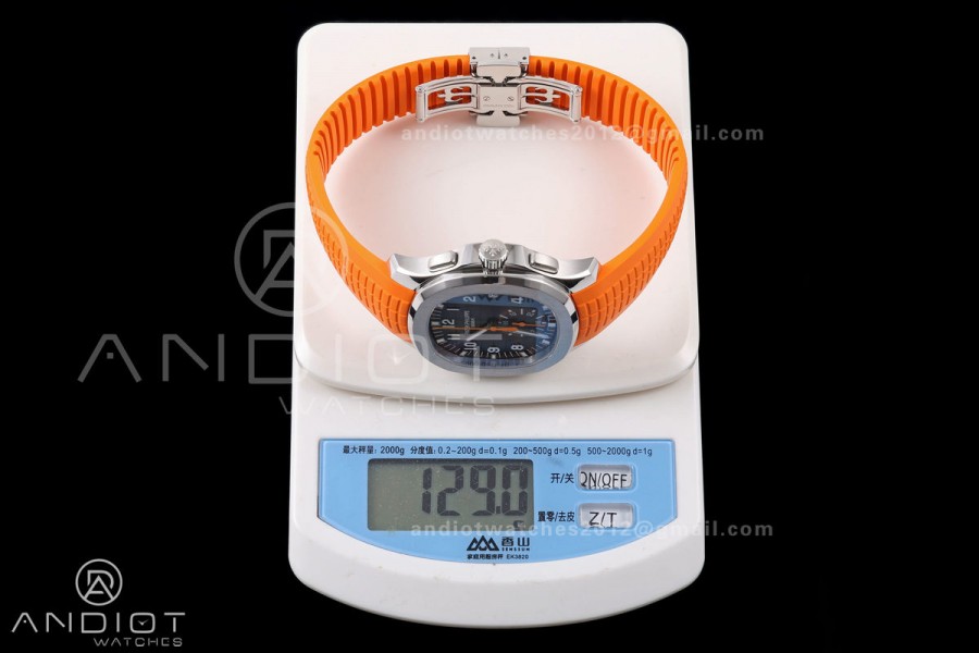 Aquanaut 5968 SS DDF 1:1 Best Edition Gray Dial on Orange Rubber Strap A520