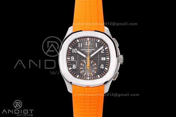 Aquanaut 5968 SS DDF 1:1 Best Edition Gray Dial on Orange Rubber Strap A520
