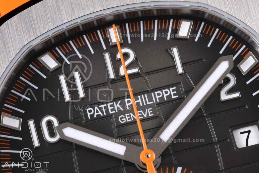 Aquanaut 5968 SS DDF 1:1 Best Edition Gray Dial on Orange Rubber Strap A520