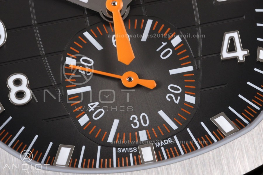 Aquanaut 5968 SS DDF 1:1 Best Edition Gray Dial on Orange Rubber Strap A520