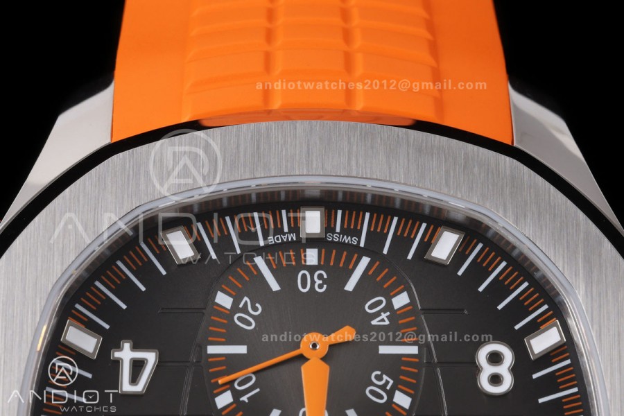 Aquanaut 5968 SS DDF 1:1 Best Edition Gray Dial on Orange Rubber Strap A520