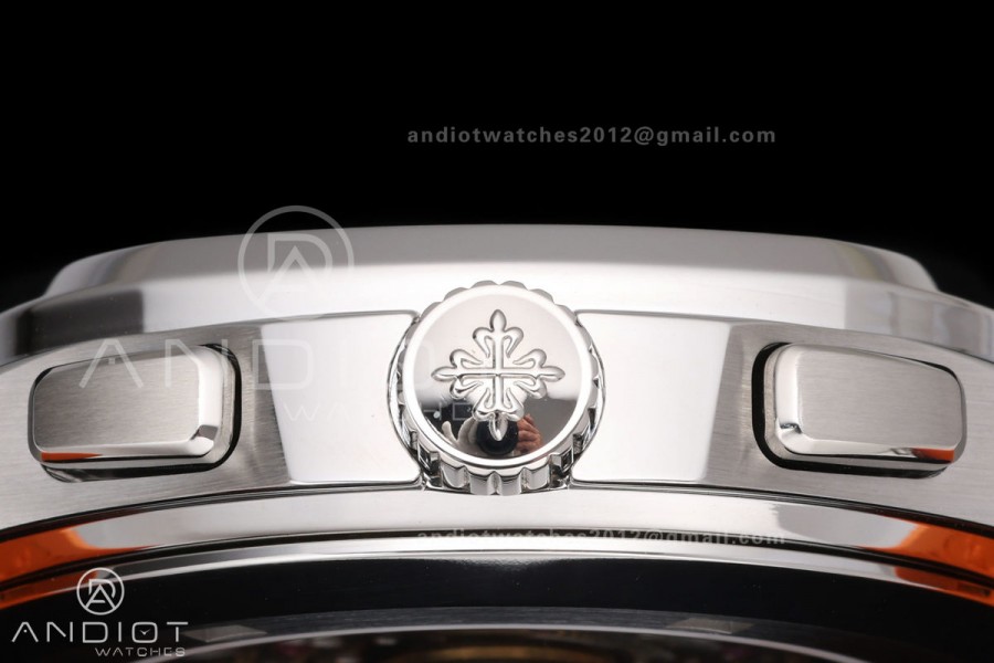 Aquanaut 5968 SS DDF 1:1 Best Edition Gray Dial on Orange Rubber Strap A520