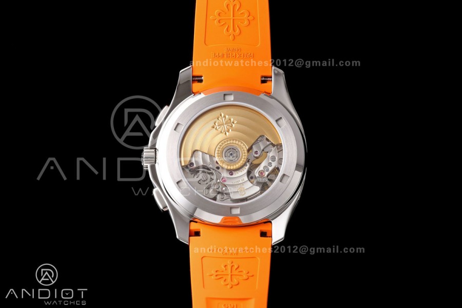 Aquanaut 5968 SS DDF 1:1 Best Edition Gray Dial on Orange Rubber Strap A520