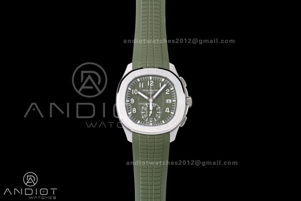 Aquanaut 5968 SS DDF 1:1 Best Edition Green Dial on Green Rubber Strap A520