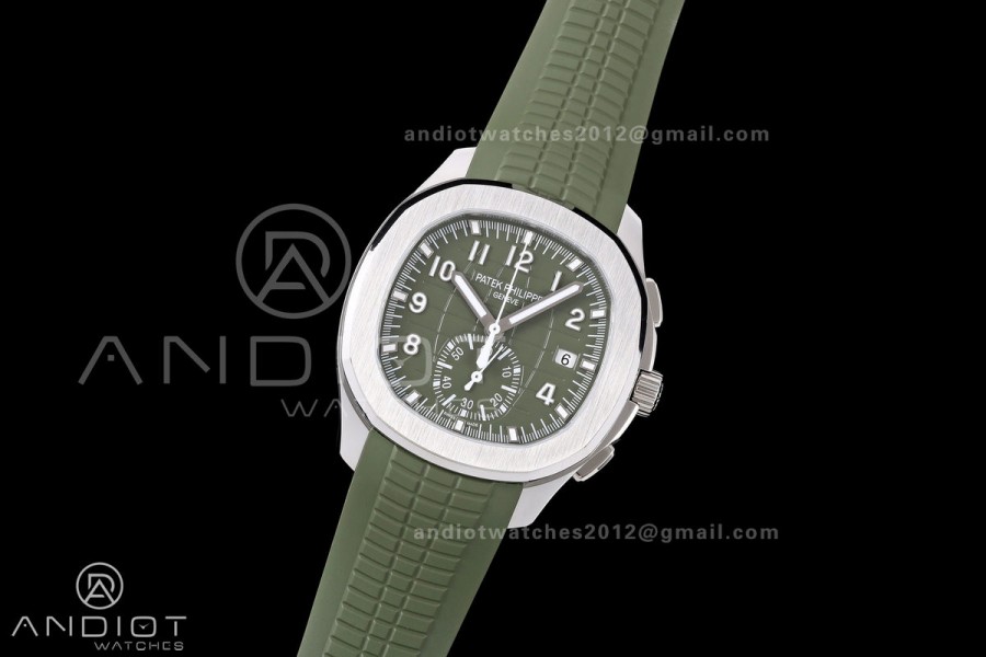Aquanaut 5968 SS DDF 1:1 Best Edition Green Dial on Green Rubber Strap A520