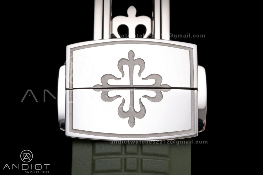 Aquanaut 5968 SS DDF 1:1 Best Edition Green Dial on Green Rubber Strap A520