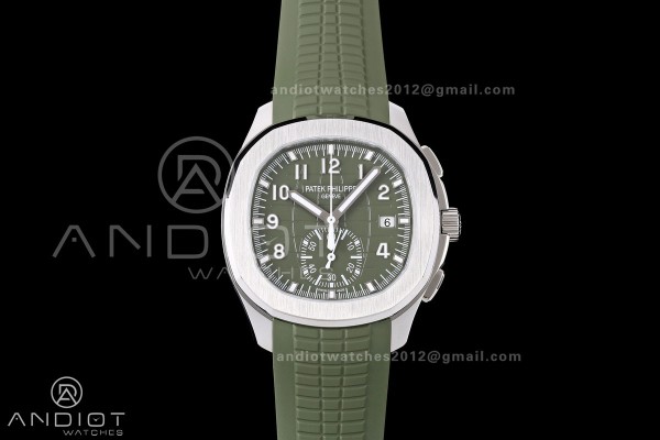 Aquanaut 5968 SS DDF 1:1 Best Edition Green Dial on Green Rubber Strap A520