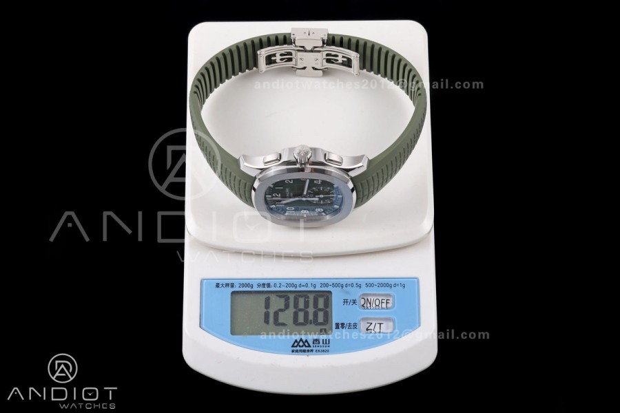 Aquanaut 5968 SS DDF 1:1 Best Edition Green Dial on Green Rubber Strap A520