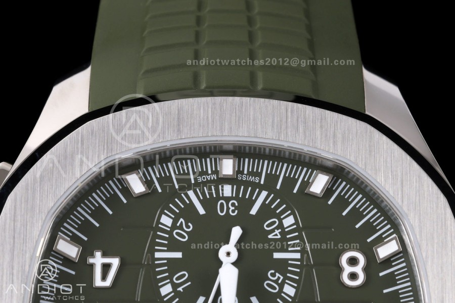 Aquanaut 5968 SS DDF 1:1 Best Edition Green Dial on Green Rubber Strap A520