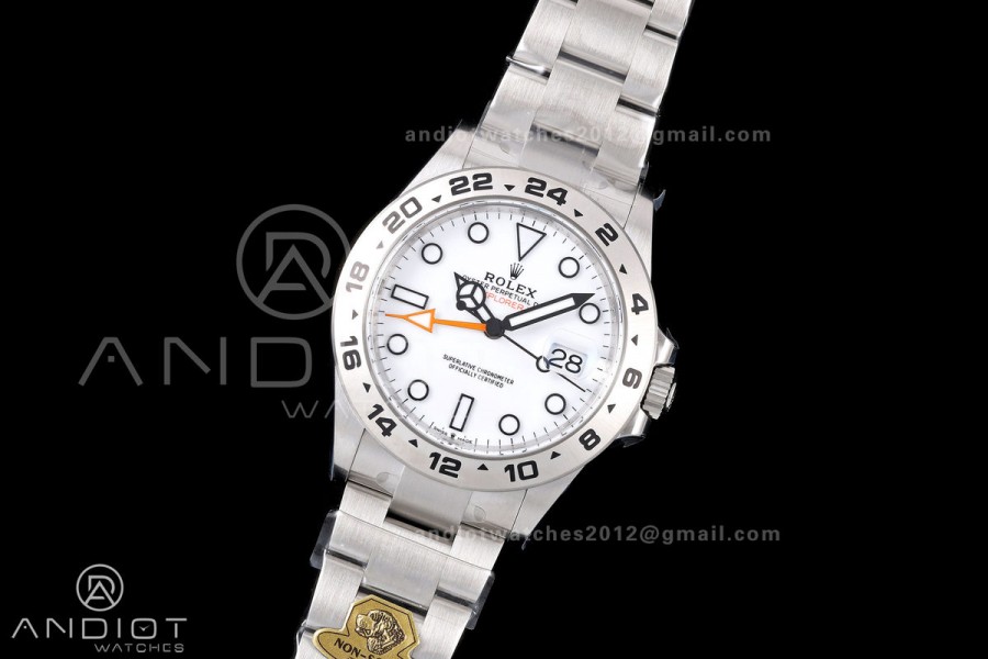 Explorer II 42mm 226570 904L SS Gold Maker 1:1 Best Edition White Dial on Bracelet JH3285-2 (Free Sprung)