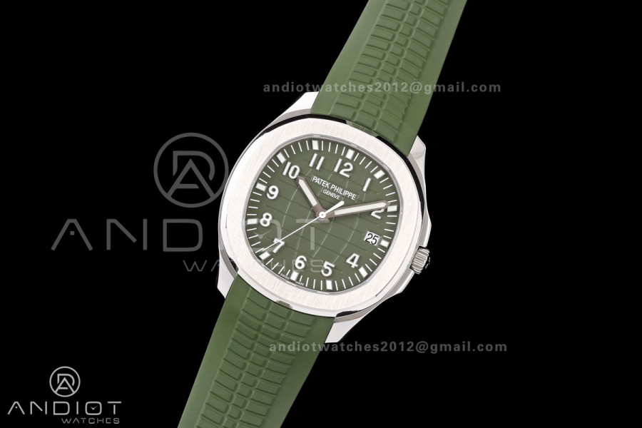 Aquanaut 5168G 42mm SS OME 1:1 Best Edition Green Dial on Green Rubber Strap DPB330 Super Clone (Weighted)