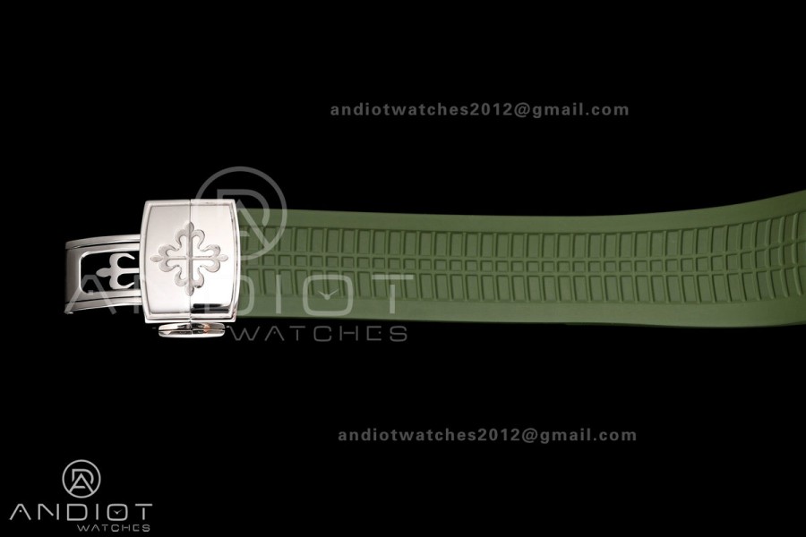 Aquanaut 5168G 42mm SS OME 1:1 Best Edition Green Dial on Green Rubber Strap DPB330 Super Clone (Weighted)