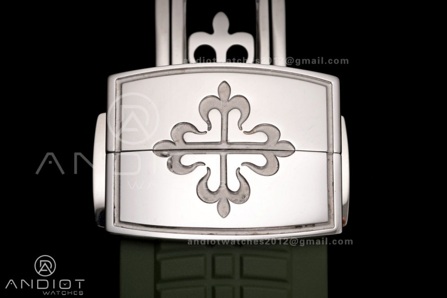 Aquanaut 5168G 42mm SS OME 1:1 Best Edition Green Dial on Green Rubber Strap DPB330 Super Clone (Weighted)
