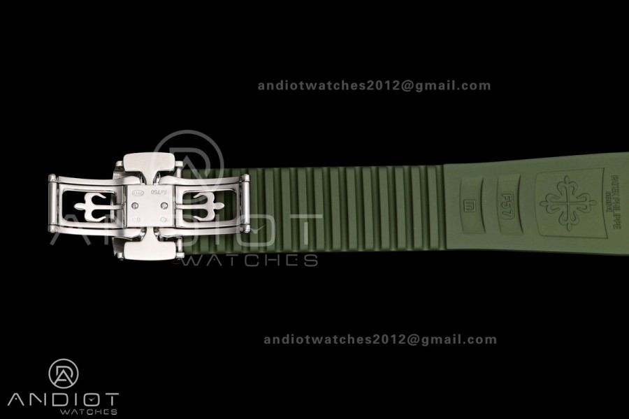Aquanaut 5168G 42mm SS OME 1:1 Best Edition Green Dial on Green Rubber Strap DPB330 Super Clone (Weighted)