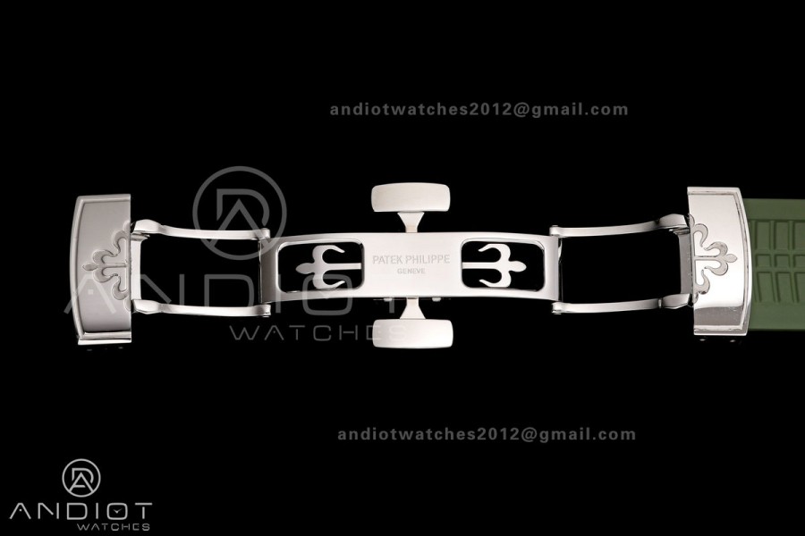 Aquanaut 5168G 42mm SS OME 1:1 Best Edition Green Dial on Green Rubber Strap DPB330 Super Clone (Weighted)
