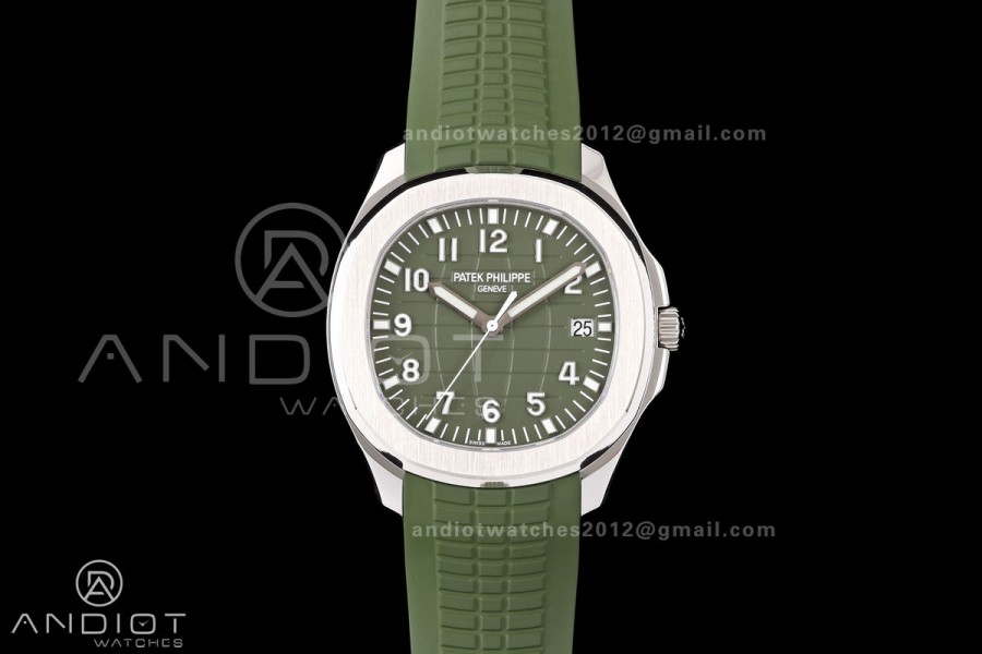Aquanaut 5168G 42mm SS OME 1:1 Best Edition Green Dial on Green Rubber Strap DPB330 Super Clone (Weighted)