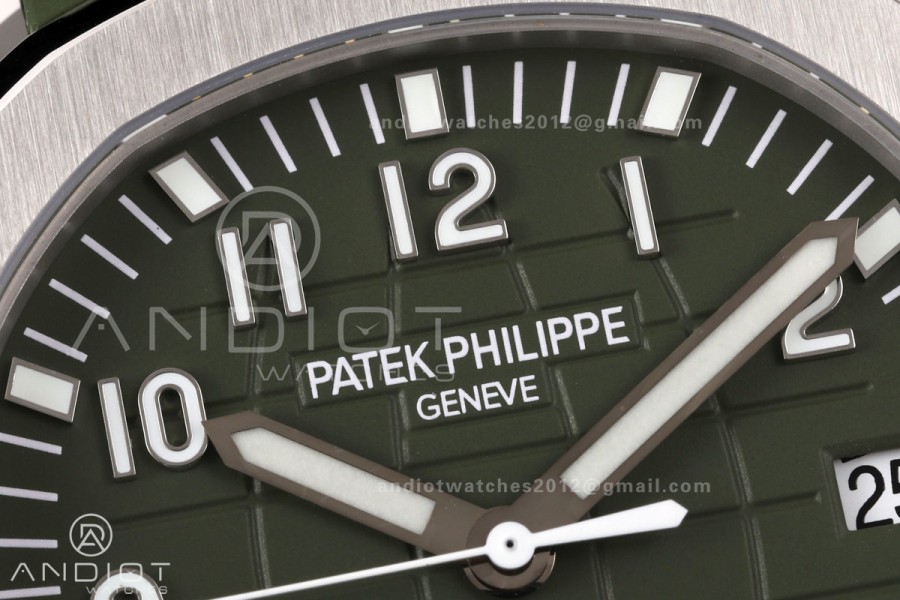 Aquanaut 5168G 42mm SS OME 1:1 Best Edition Green Dial on Green Rubber Strap DPB330 Super Clone (Weighted)