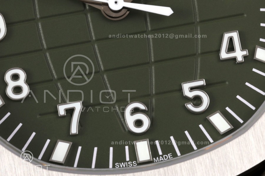 Aquanaut 5168G 42mm SS OME 1:1 Best Edition Green Dial on Green Rubber Strap DPB330 Super Clone (Weighted)