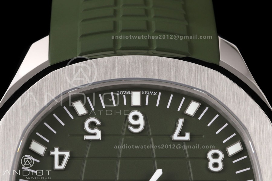 Aquanaut 5168G 42mm SS OME 1:1 Best Edition Green Dial on Green Rubber Strap DPB330 Super Clone (Weighted)