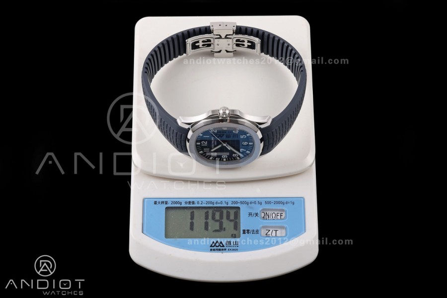Aquanaut 5168G 42mm SS OME 1:1 Best Edition Blue Dial on Blue Rubber Strap DPB330 Super Clone (Weighted)