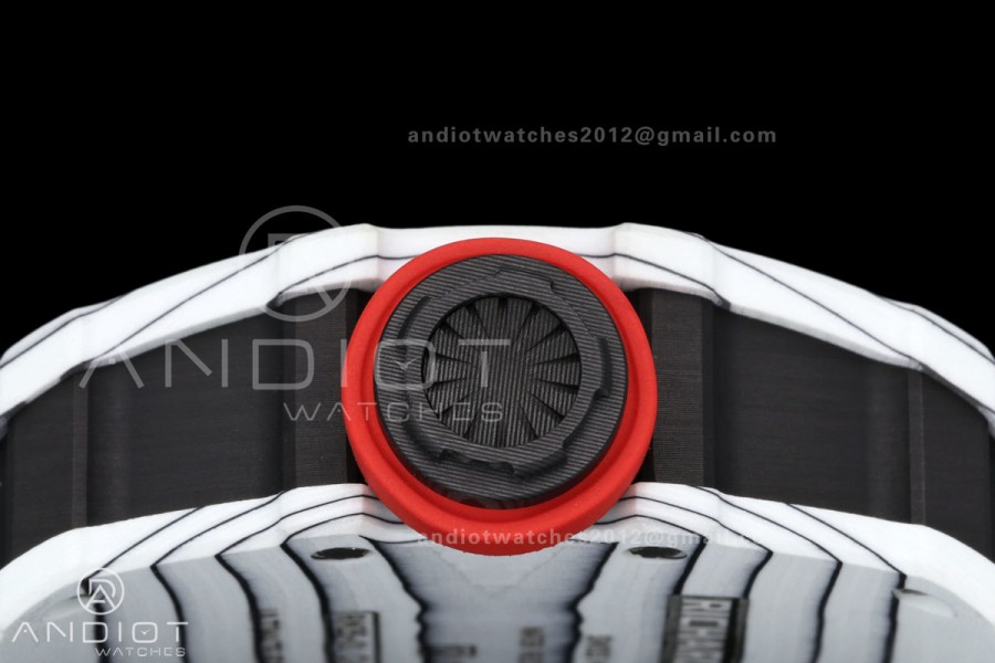 Mille Studio RM035-01 White NTPT 1:1 Best Edition Skeleton Dial on Black Rubber Strap RMAL3 Super Clone Free Sprung
