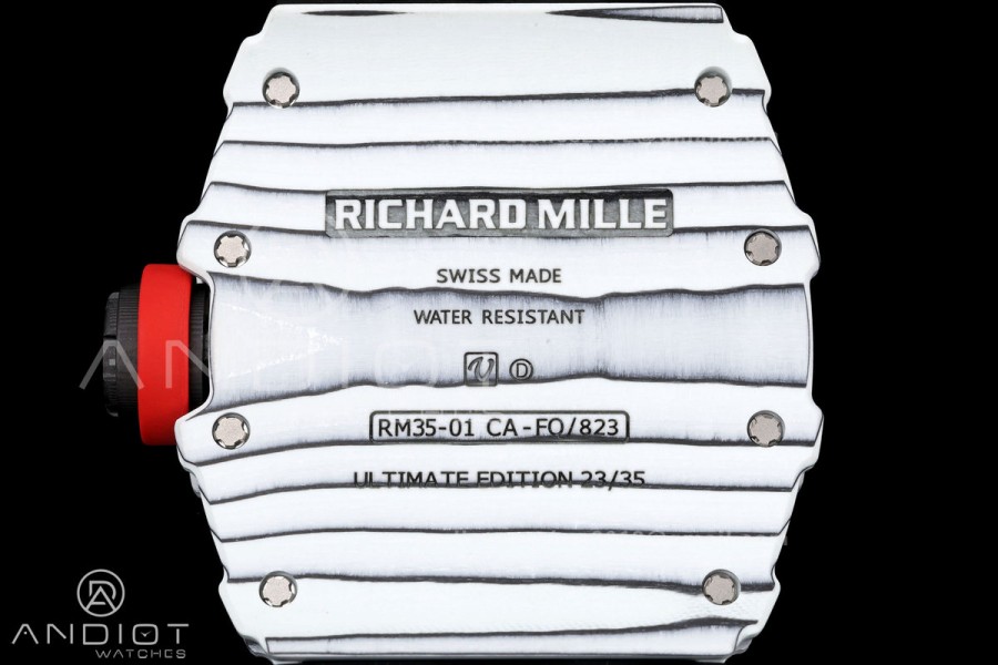 Mille Studio RM035-01 White NTPT 1:1 Best Edition Skeleton Dial on Black Rubber Strap RMAL3 Super Clone Free Sprung
