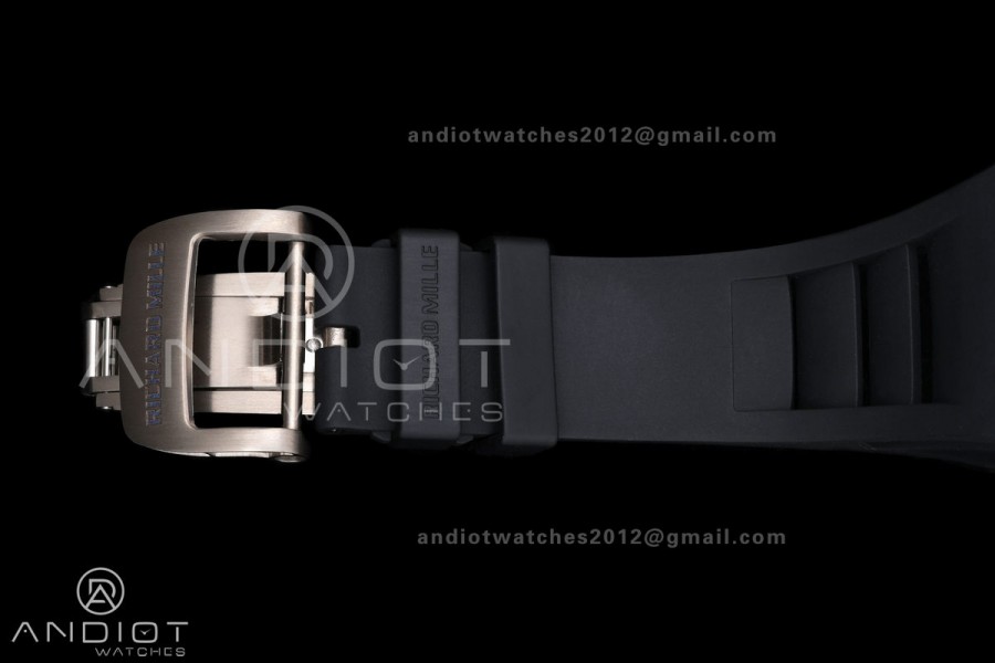 Mille Studio RM035-01 White NTPT 1:1 Best Edition Skeleton Dial on Black Rubber Strap RMAL3 Super Clone Free Sprung