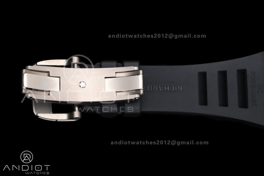 Mille Studio RM035-01 White NTPT 1:1 Best Edition Skeleton Dial on Black Rubber Strap RMAL3 Super Clone Free Sprung