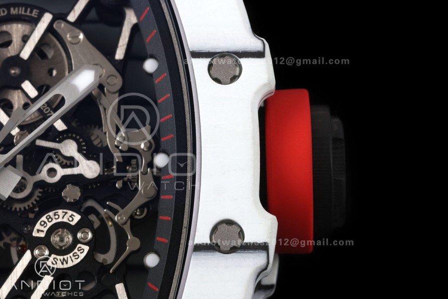 Mille Studio RM035-01 White NTPT 1:1 Best Edition Skeleton Dial on Black Rubber Strap RMAL3 Super Clone Free Sprung