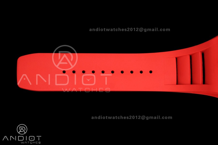 Mille Studio RM035-01 Black NTPT 1:1 Best Edition Skeleton Dial on Red Rubber Strap RMAL3 Super Clone Free Sprung