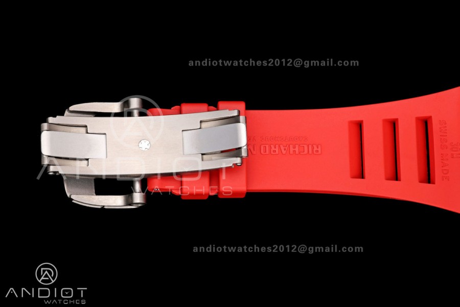 Mille Studio RM035-01 Black NTPT 1:1 Best Edition Skeleton Dial on Red Rubber Strap RMAL3 Super Clone Free Sprung