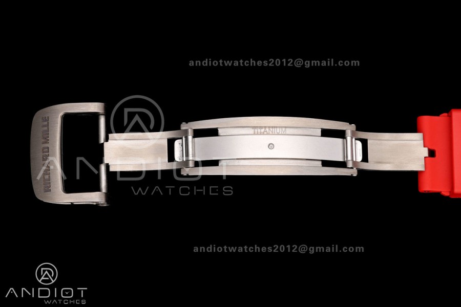 Mille Studio RM035-01 Black NTPT 1:1 Best Edition Skeleton Dial on Red Rubber Strap RMAL3 Super Clone Free Sprung