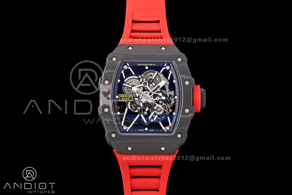 Mille Studio RM035-01 Black NTPT 1:1 Best Edition Skeleton Dial on Red Rubber Strap RMAL3 Super Clone Free Sprung
