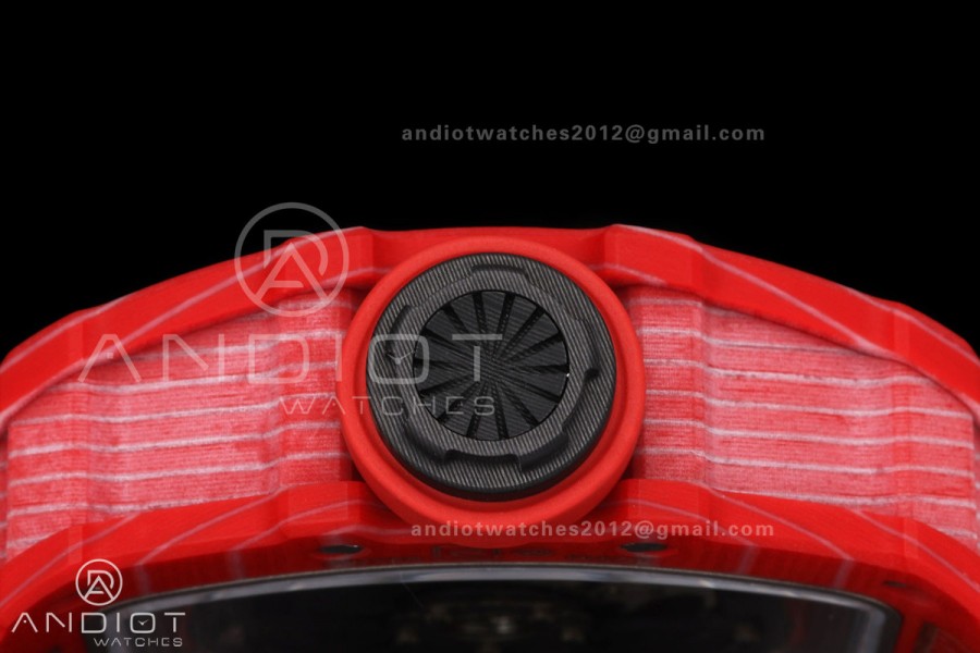 Mille Studio RM035-02 Red NTPT 1:1 Best Edition Skeleton Dial on Red Rubber Strap RMAL1 Super Clone Free Sprung