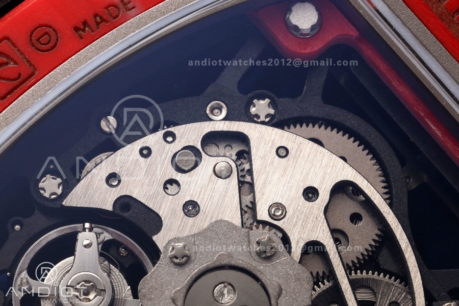 Mille Studio RM035-02 Red NTPT 1:1 Best Edition Skeleton Dial on Red Rubber Strap RMAL1 Super Clone Free Sprung