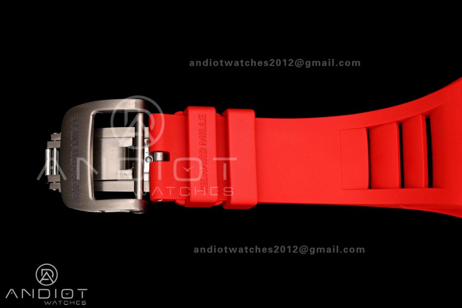 Mille Studio RM035-02 Red NTPT 1:1 Best Edition Skeleton Dial on Red Rubber Strap RMAL1 Super Clone Free Sprung