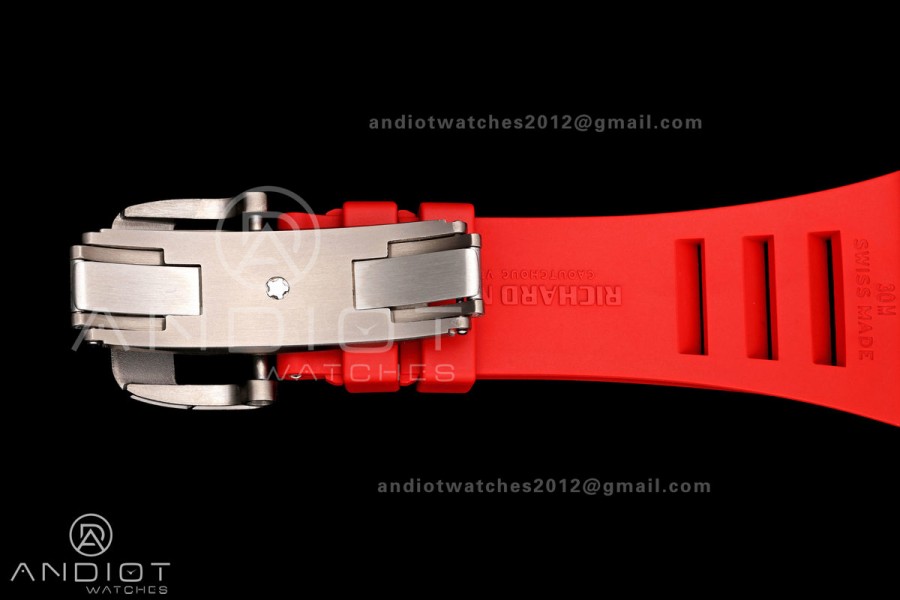 Mille Studio RM035-02 Red NTPT 1:1 Best Edition Skeleton Dial on Red Rubber Strap RMAL1 Super Clone Free Sprung