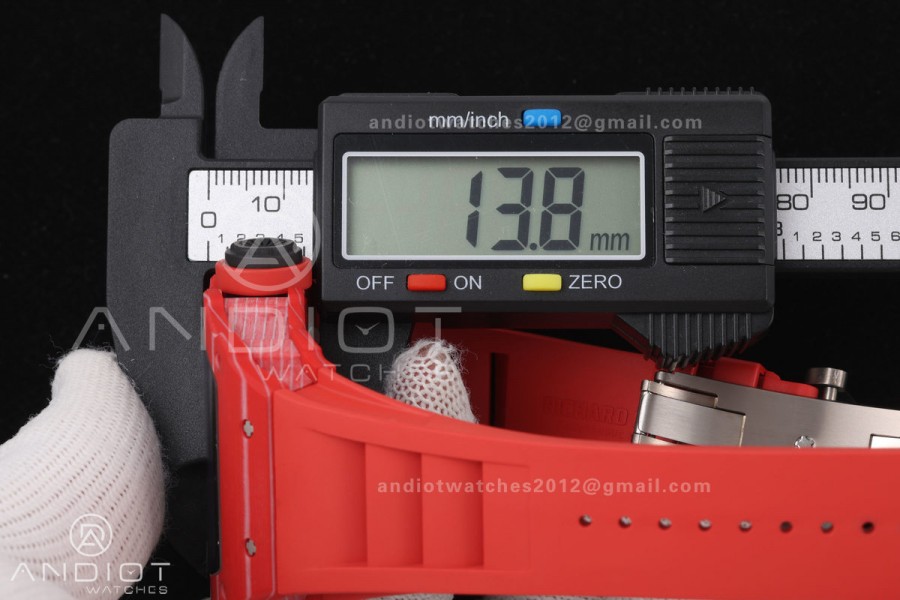 Mille Studio RM035-02 Red NTPT 1:1 Best Edition Skeleton Dial on Red Rubber Strap RMAL1 Super Clone Free Sprung