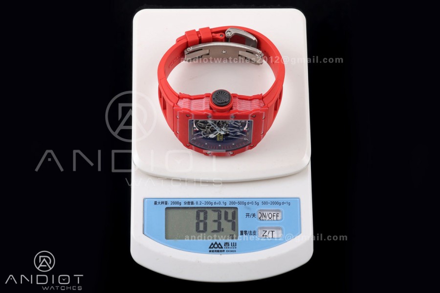 Mille Studio RM035-02 Red NTPT 1:1 Best Edition Skeleton Dial on Red Rubber Strap RMAL1 Super Clone Free Sprung