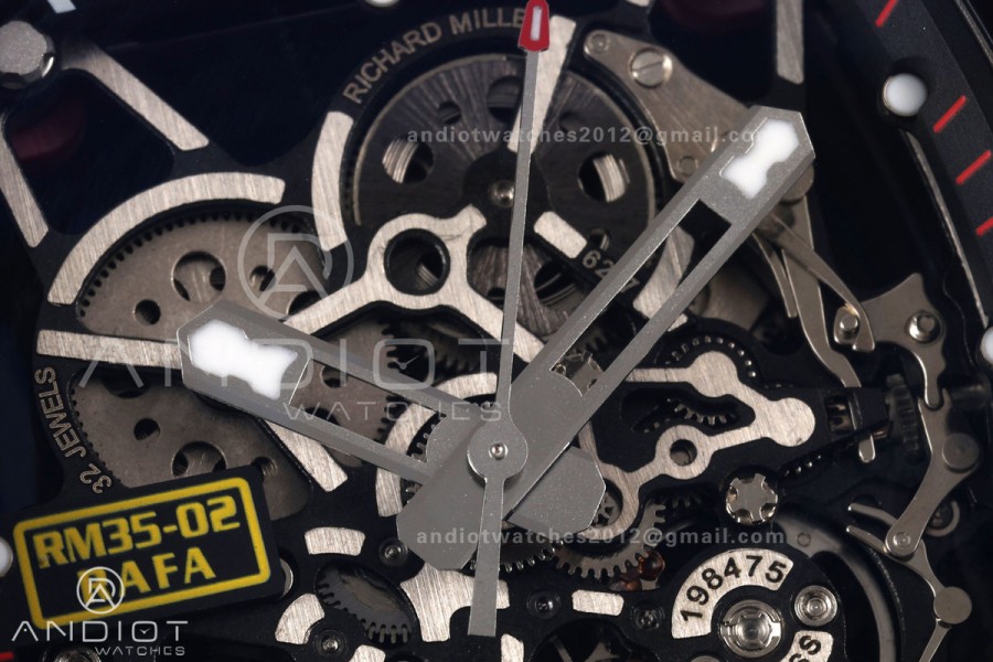 Mille Studio RM035-02 Red NTPT 1:1 Best Edition Skeleton Dial on Red Rubber Strap RMAL1 Super Clone Free Sprung