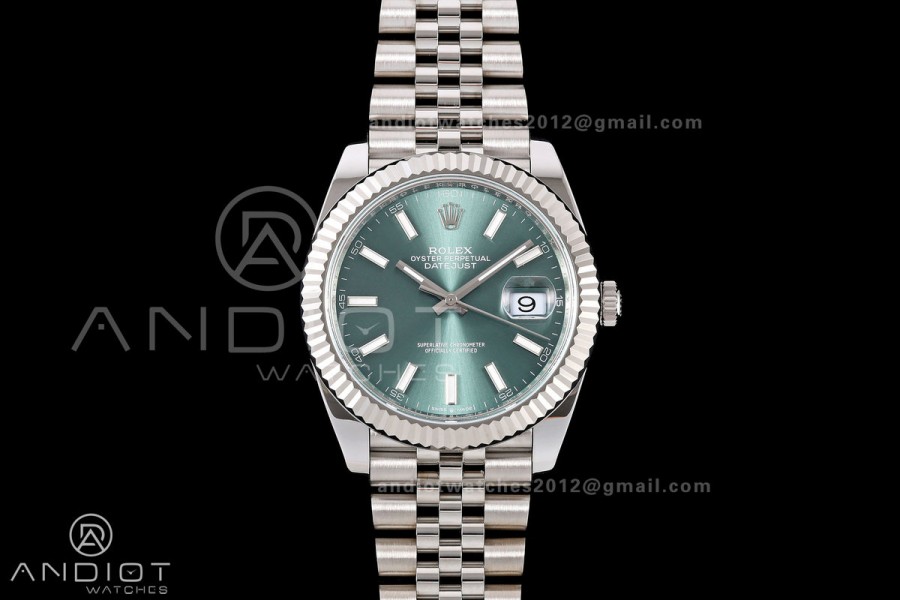 DateJust 41 126334 RICH 1:1 Best Edition Mint Green Stick Dial on Jubilee Bracelet JH3235 (Free Sprung)