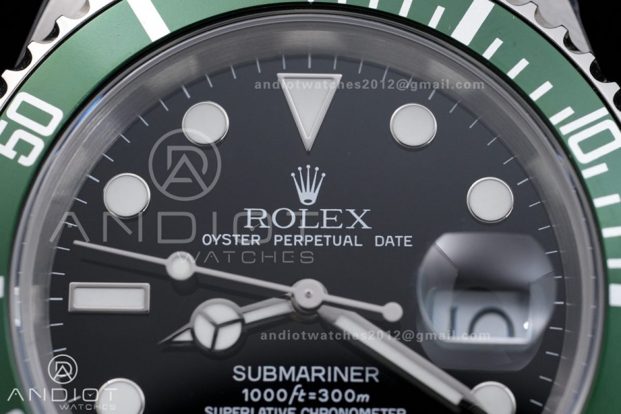 Submariner 16610 LV Green No Rehaut Engraving 904L Steel ARF 1:1 Kermit Best Edition on SS Bracelet SH3135