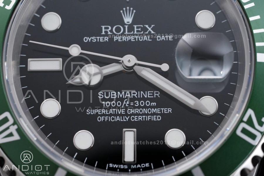 Submariner 16610 LV Green No Rehaut Engraving 904L Steel ARF 1:1 Kermit Best Edition on SS Bracelet SH3135