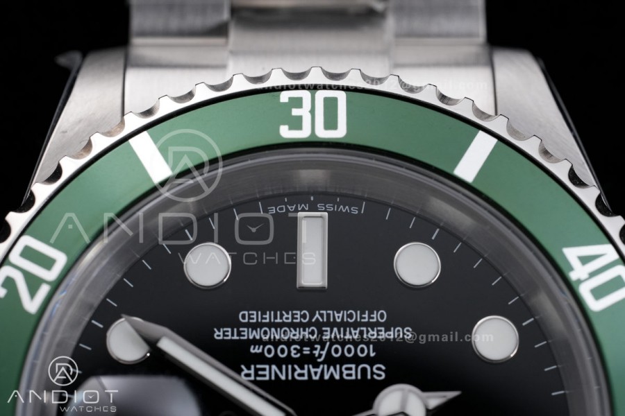 Submariner 16610 LV Green No Rehaut Engraving 904L Steel ARF 1:1 Kermit Best Edition on SS Bracelet SH3135