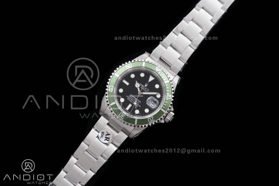 Submariner 16610 LV Green 904L Steel ARF 1:1 Kermit Best Edition on SS Bracelet SH3135