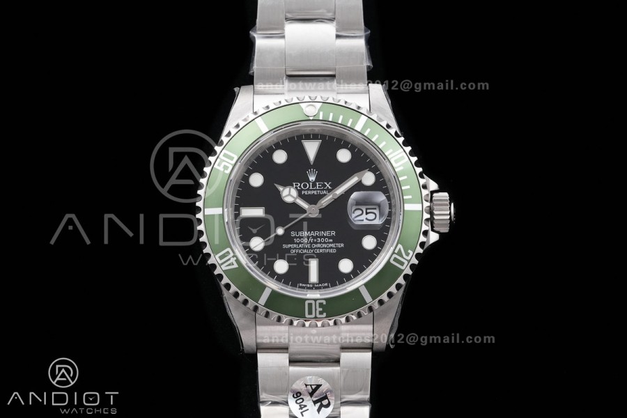 Submariner 16610 LV Green 904L Steel ARF 1:1 Kermit Best Edition on SS Bracelet SH3135