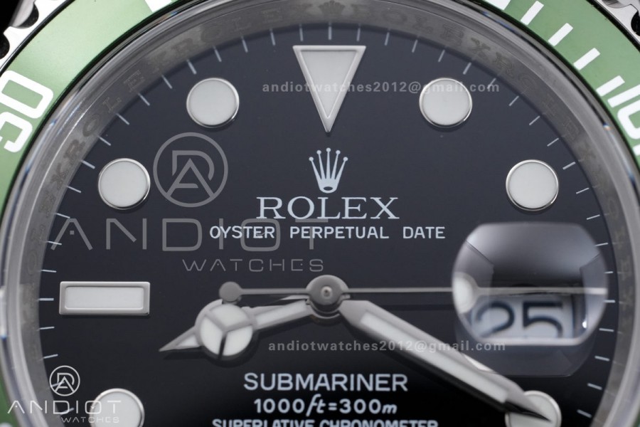 Submariner 16610 LV Green 904L Steel ARF 1:1 Kermit Best Edition on SS Bracelet SH3135